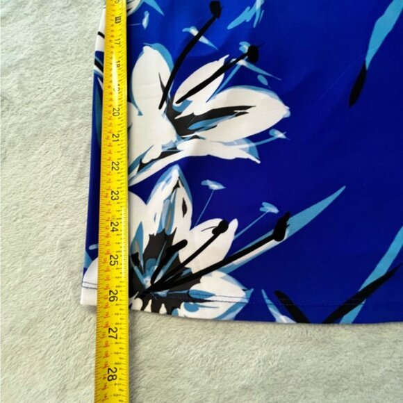 Lauren Ralph Lauren Blue Floral Summer Sleeveless Stretch Dress - Picture 10 of 12